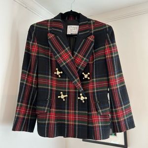 Vintage Moschino Tartan Plaid Faucet Button Blazer